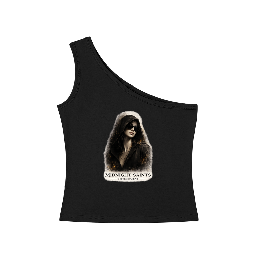 OKSTREETWEAR – Midnight Saints One-Shoulder Crop