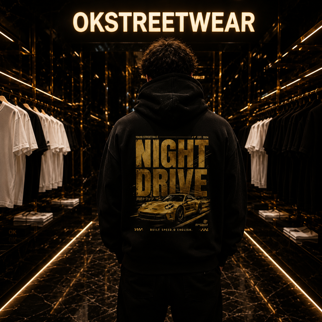 NIGHT DRIVE . Essential Heavyweight Fleece Hoodie