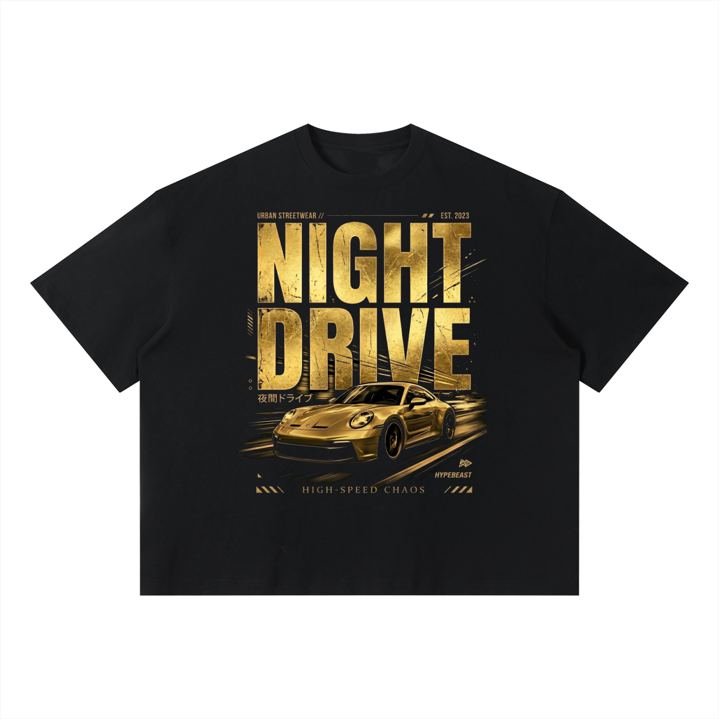 Night Drive Unisex Gold Oversized Tee