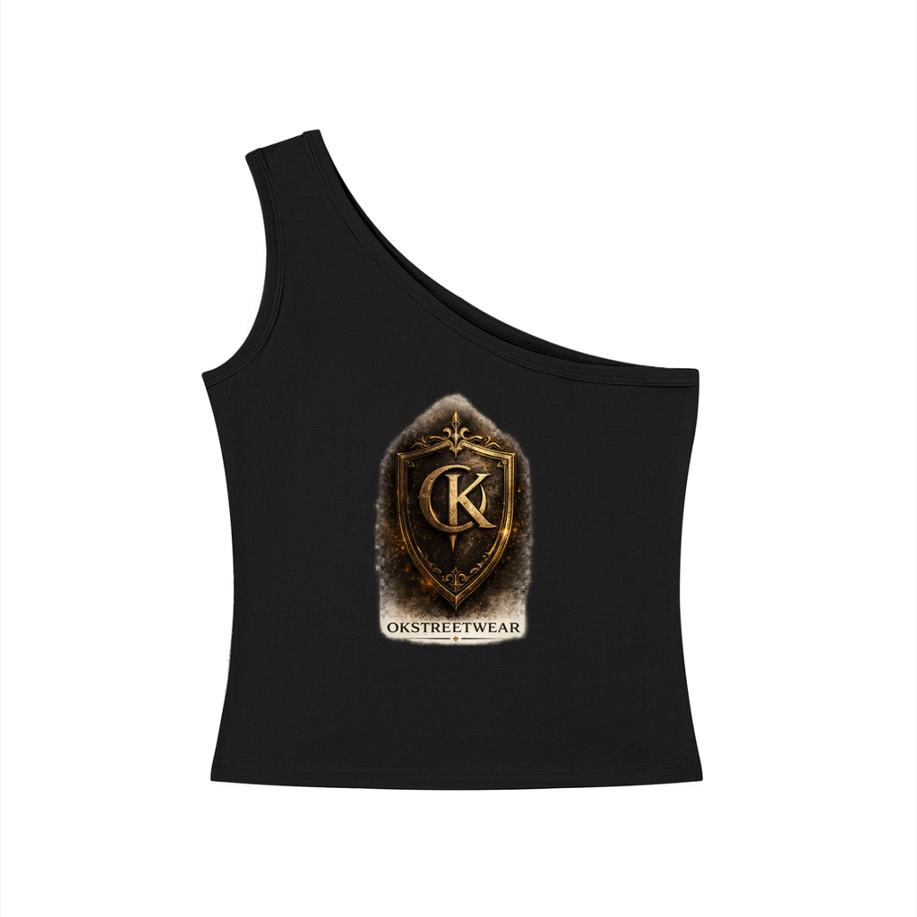 OKSTREETWEAR – Royal Crest One-Shoulder Crop