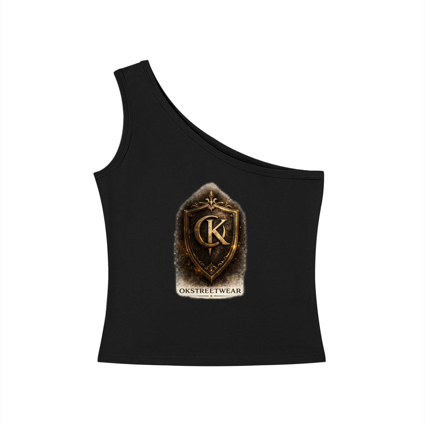 OKSTREETWEAR – Royal Crest One-Shoulder Crop