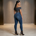  Selene Triple-Button Corset Bootcut Jeans in Classic Blue – back view showing bootcut silhouette and rear fit

