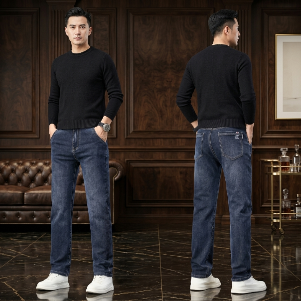  Kairos Relaxed Straight-Leg Jeans in Blue – back view showing straight-leg silhouette

